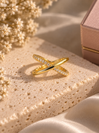 18KT Gold Plated Criss Cross Ring