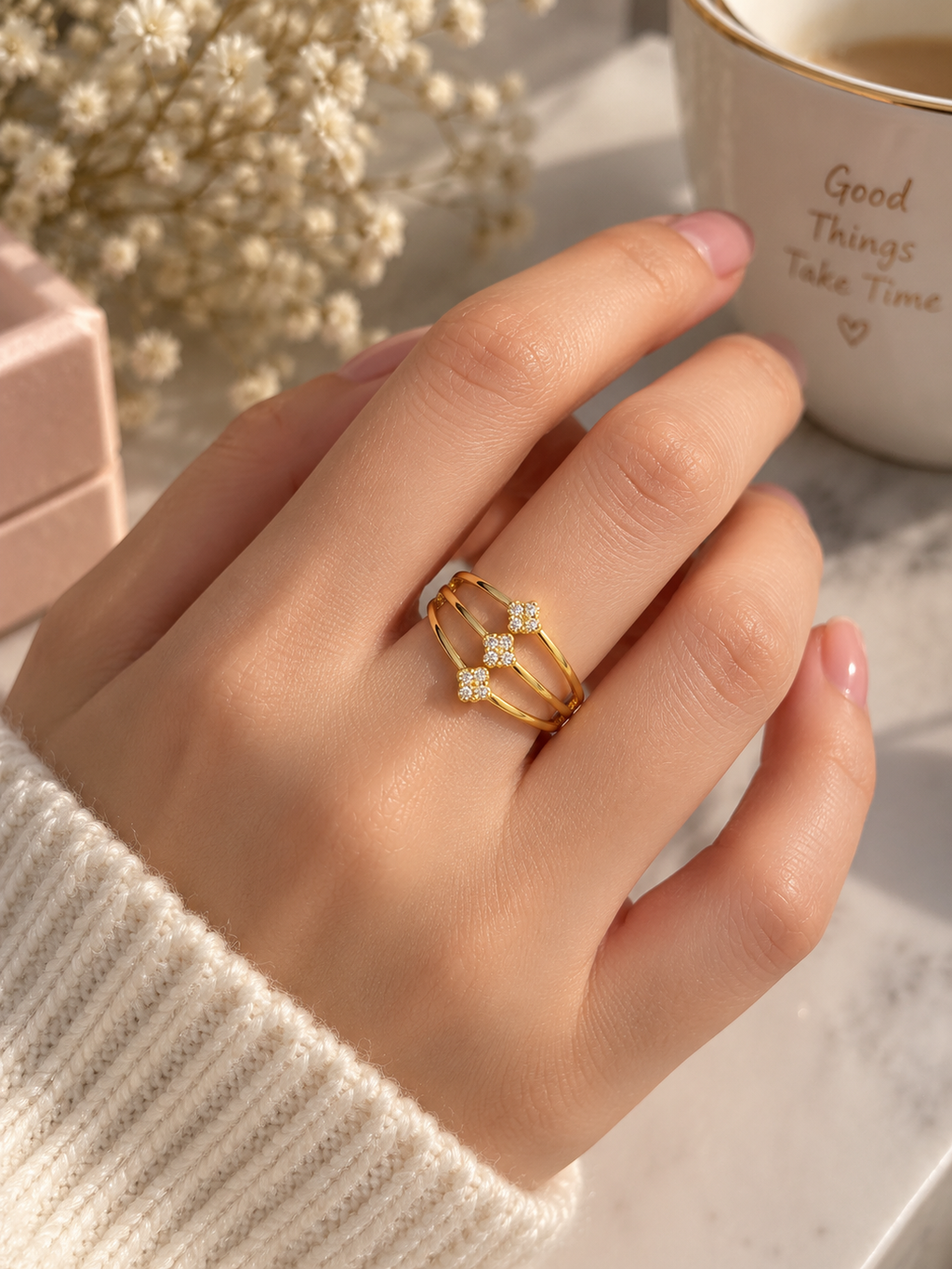 Cocktail Ring 18k Gold Plated