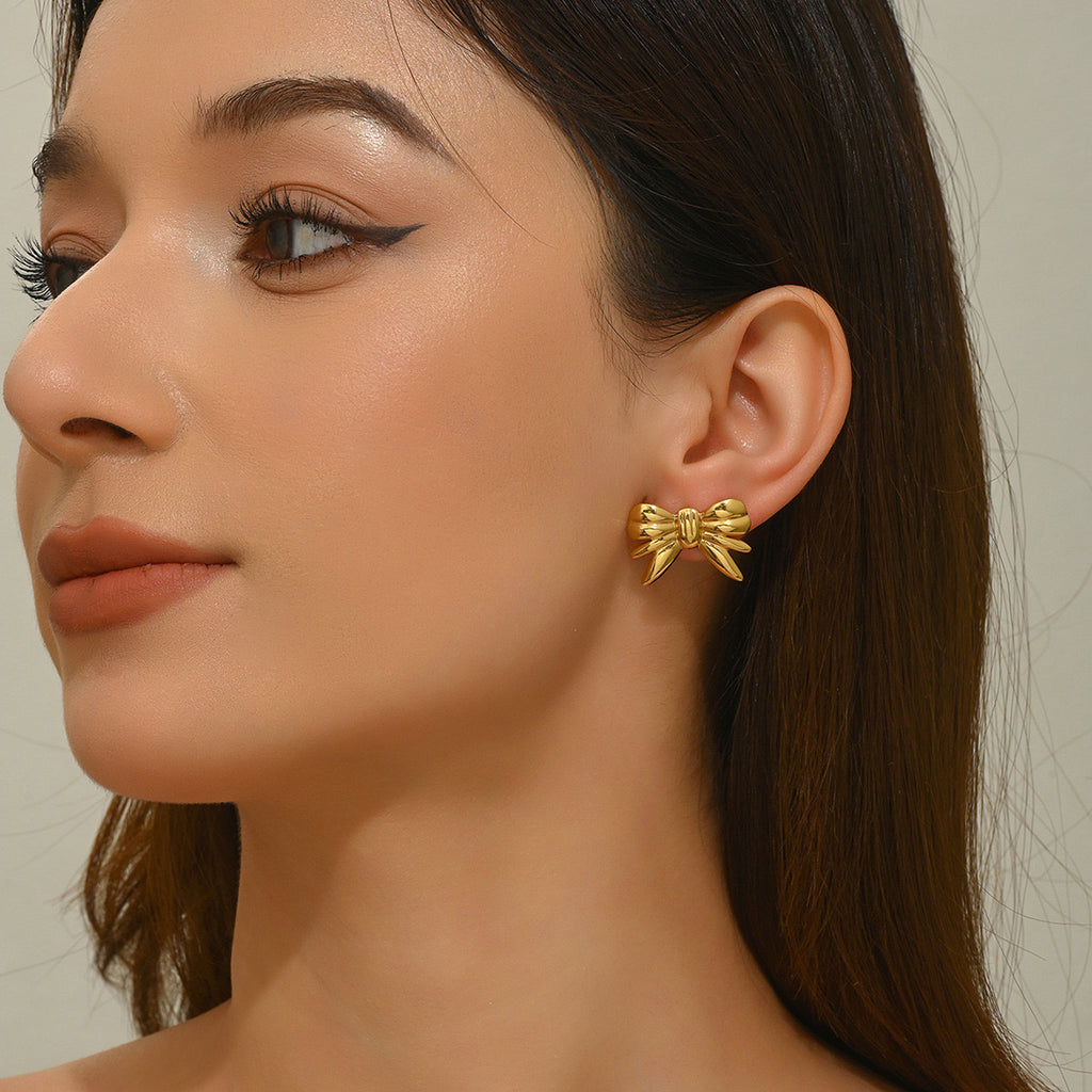 Bow Tie Stainless Steel Earrings