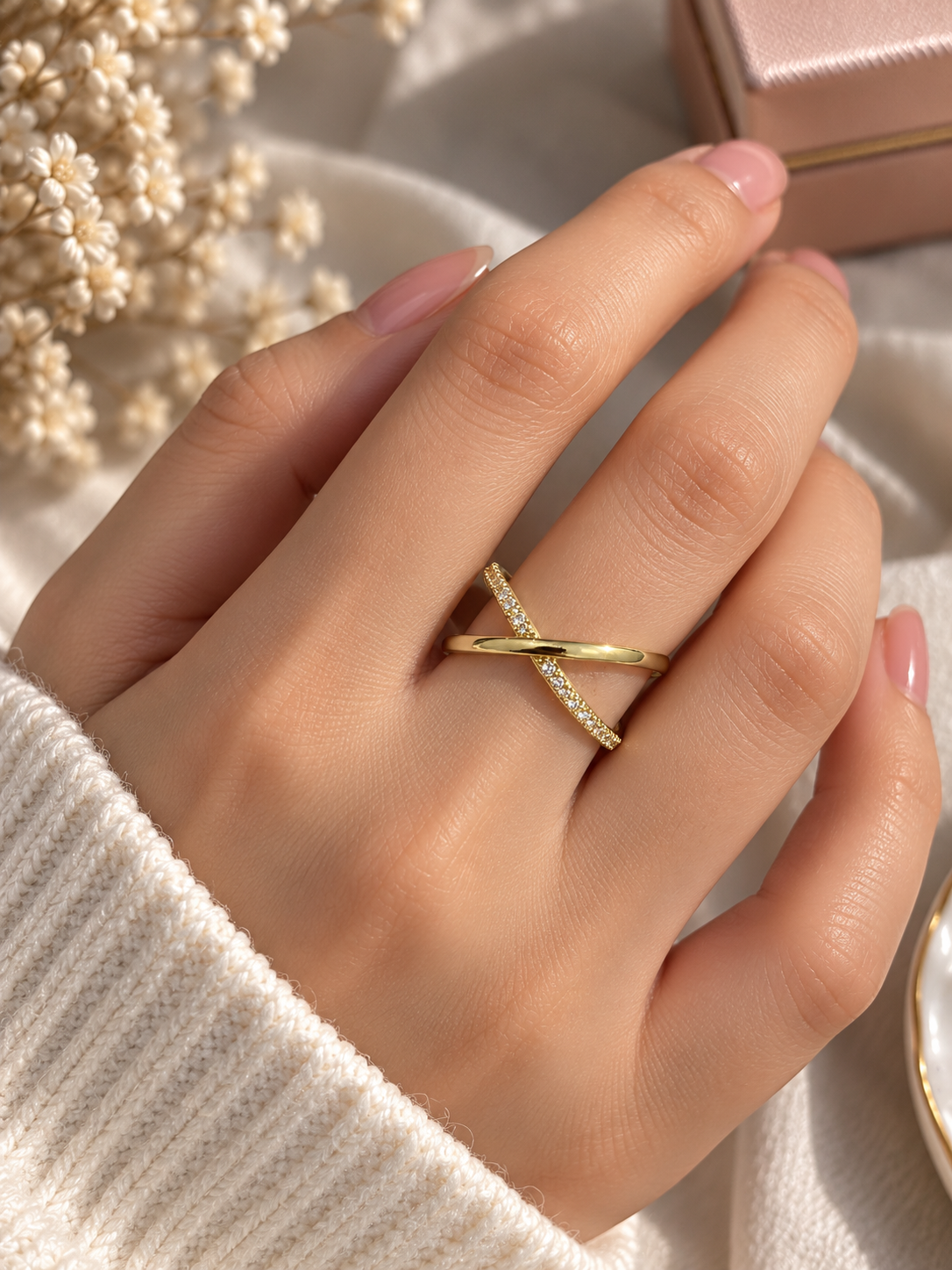 18KT Gold Plated Criss Cross Ring
