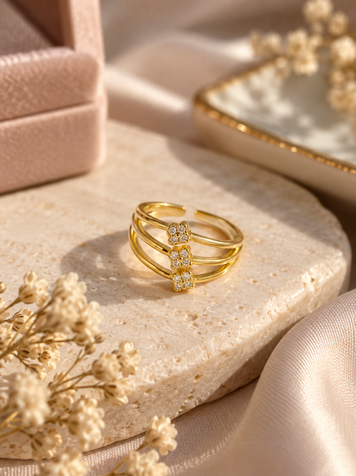Cocktail Ring 18k Gold Plated