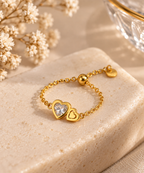 Double Heart Gold Plated Chain Ring