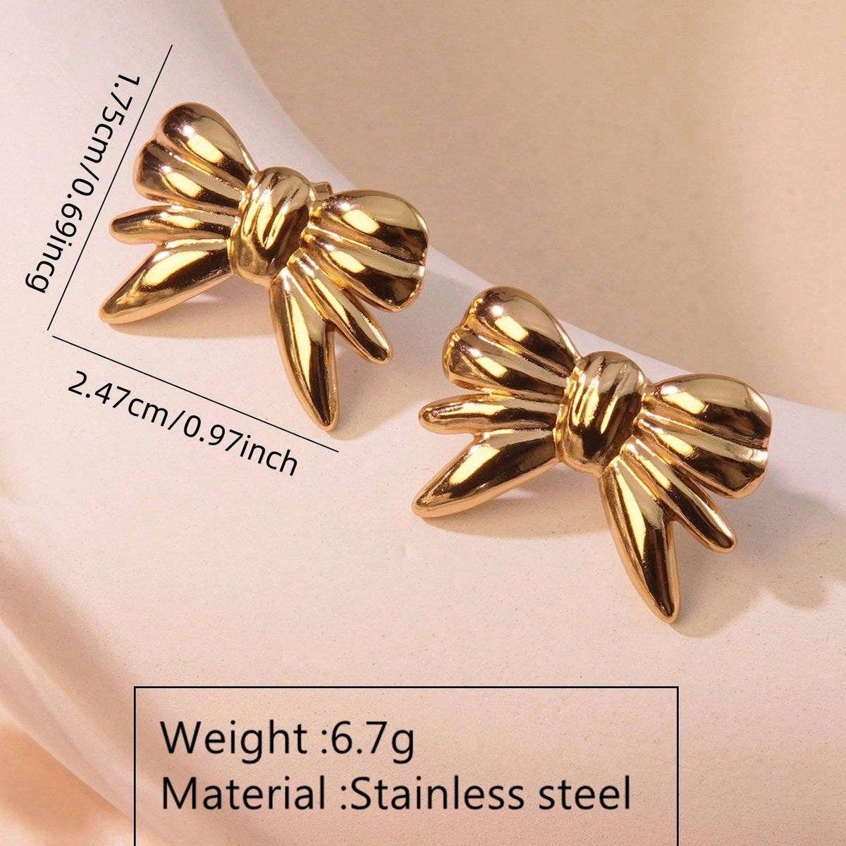 Bow Tie Stainless Steel Earrings