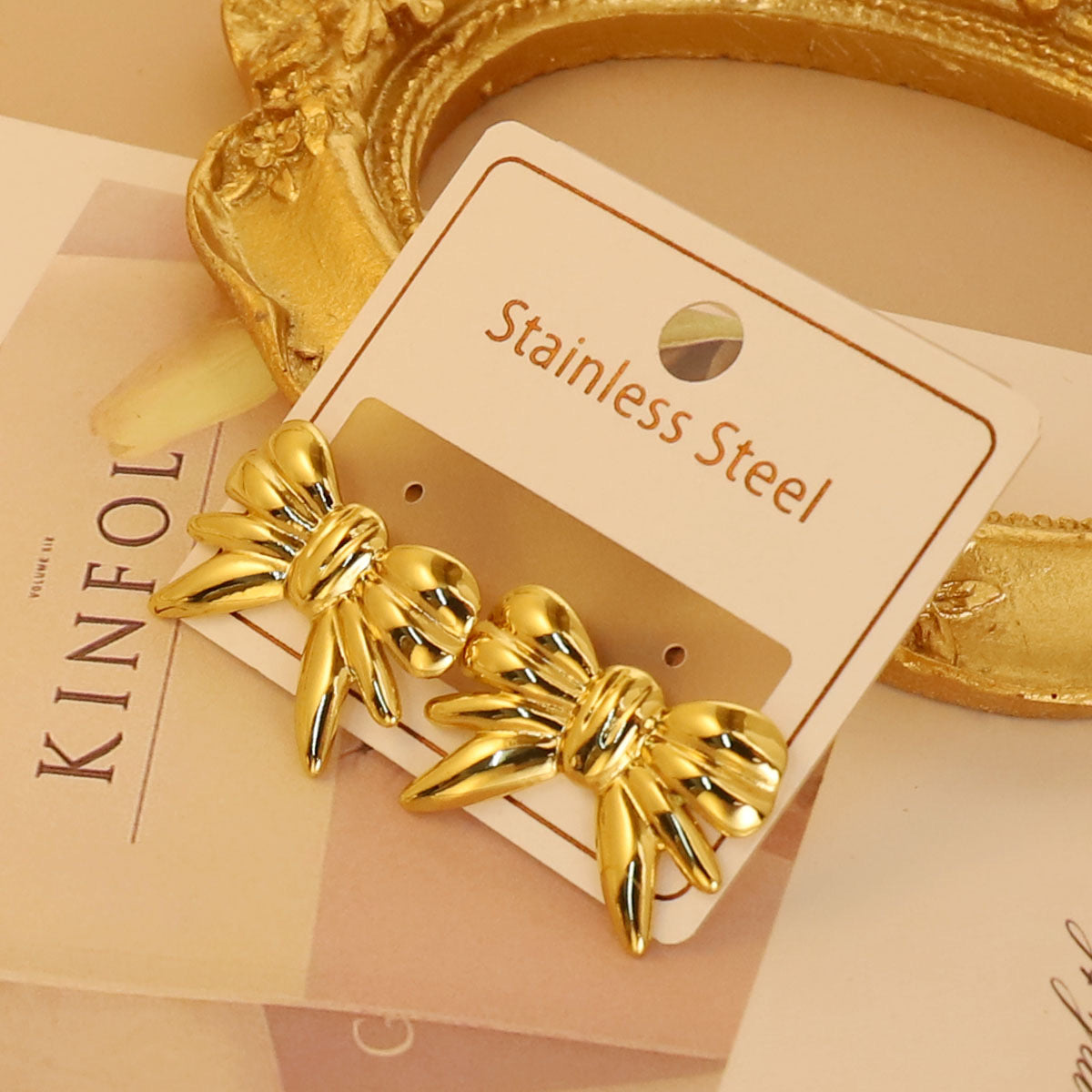 Bow Tie Stainless Steel Earrings