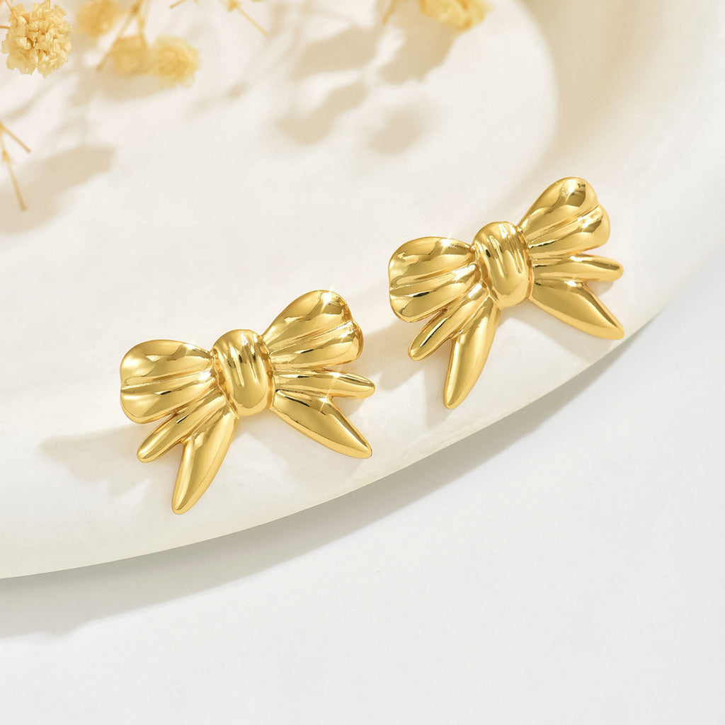 Bow Tie Stainless Steel Earrings