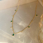 Water Droplets Necklace Green