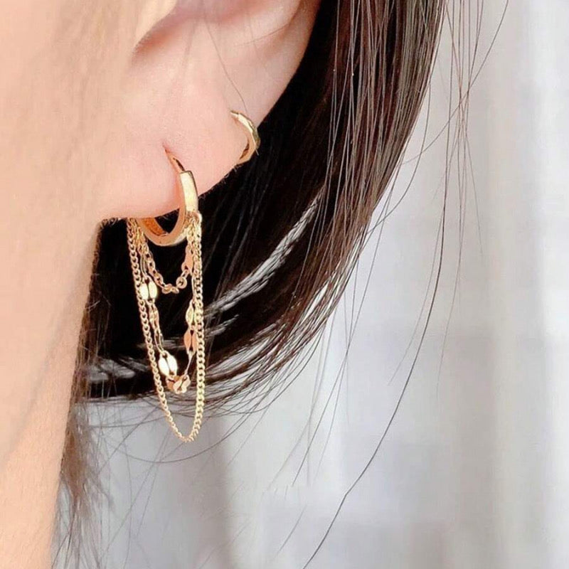 Tassel Dangling Earrings Gold Plated