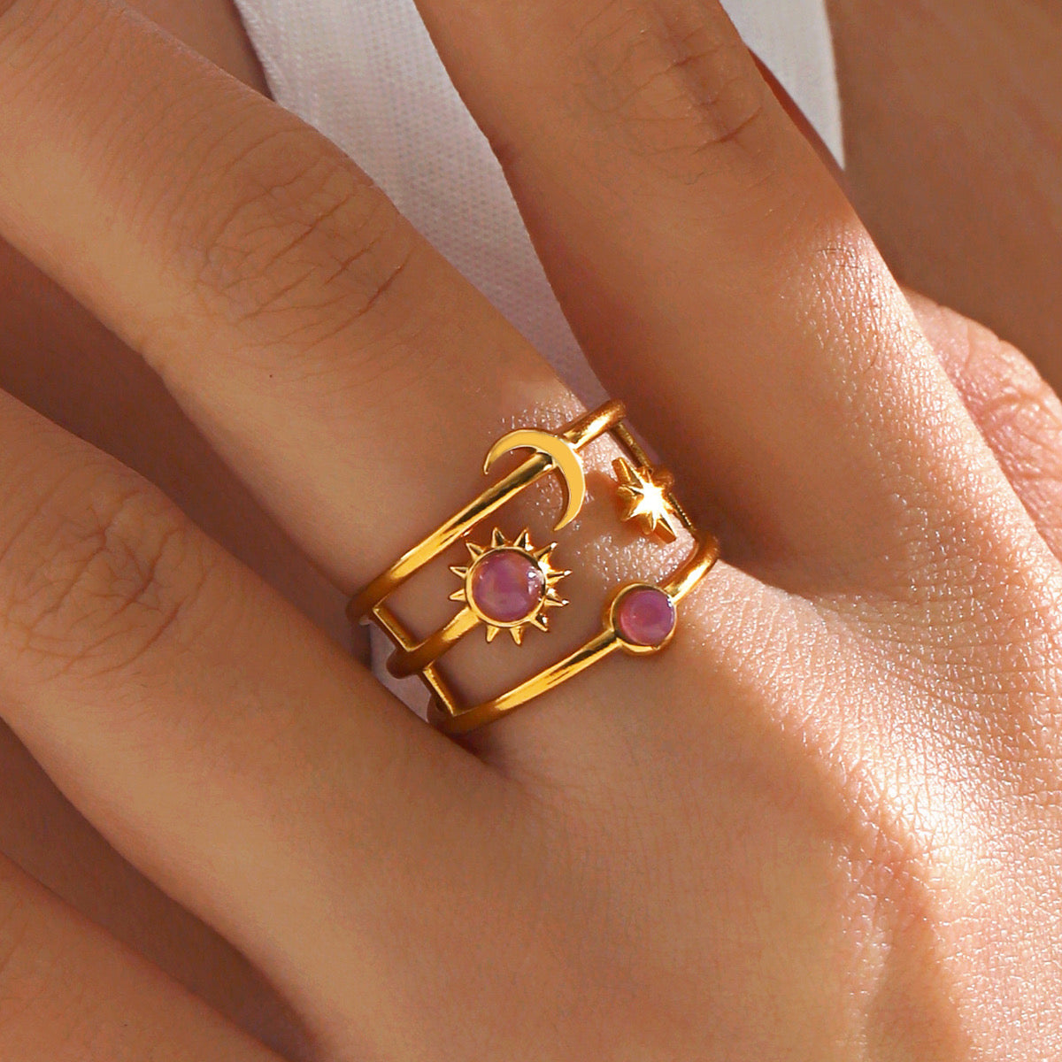 Sun Open Ring 18k Gold Plated