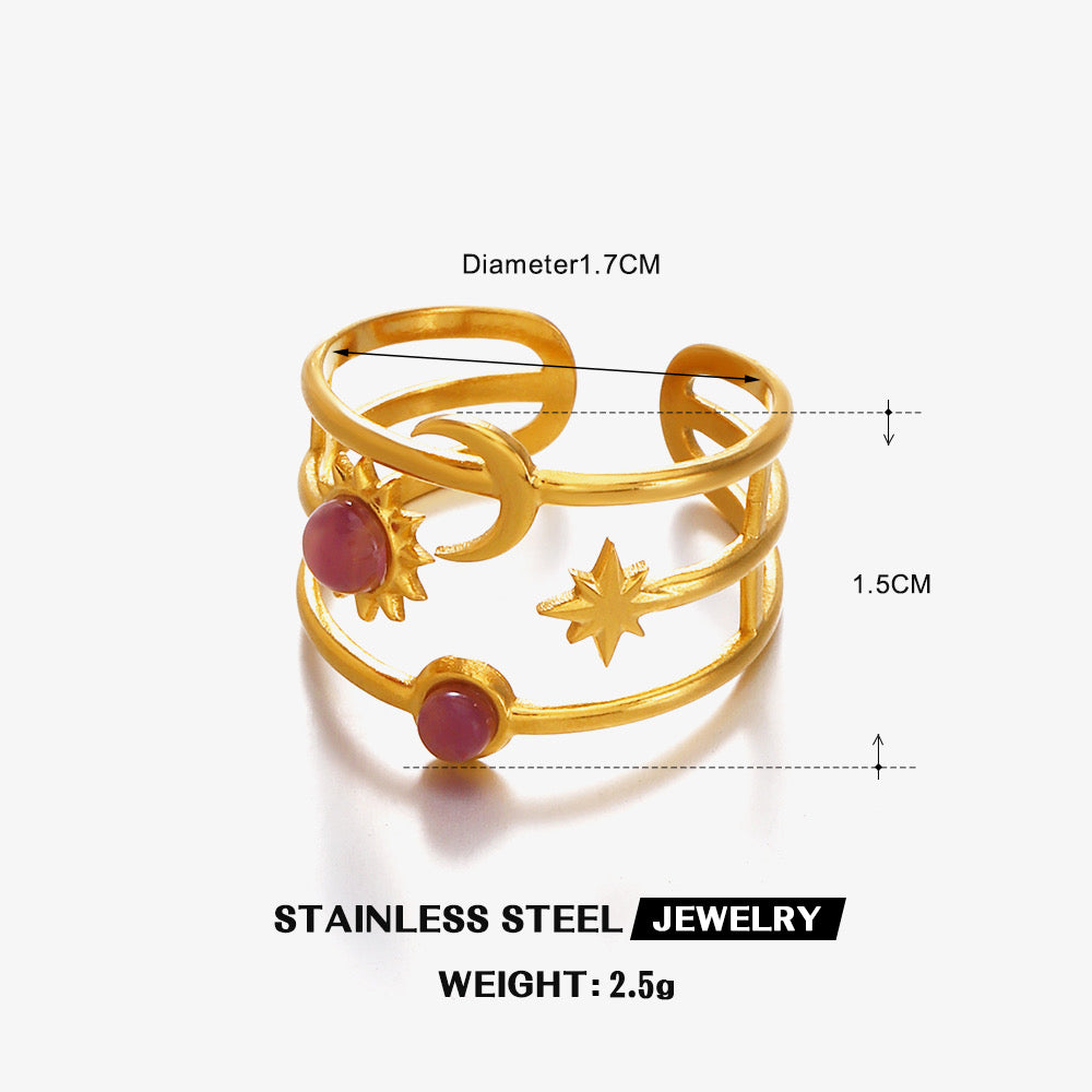 Sun Open Ring 18k Gold Plated