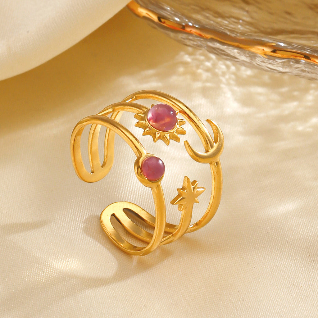 Sun Open Ring 18k Gold Plated