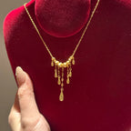Water Droplets Tassel Necklace 18k Gold Plated