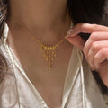 Water Droplets Tassel Necklace 18k Gold Plated