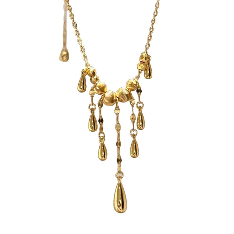 Water Droplets Tassel Necklace 18k Gold Plated