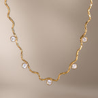 Wavy Princess Necklace 18k Gold Plated