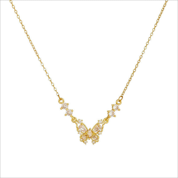 Three-Dimensional Butterfly Necklace 18k Gold Plated