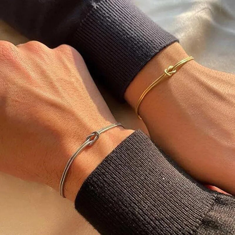 Permanent 1 Pair of Couple Bracelets 18k Gold Plated