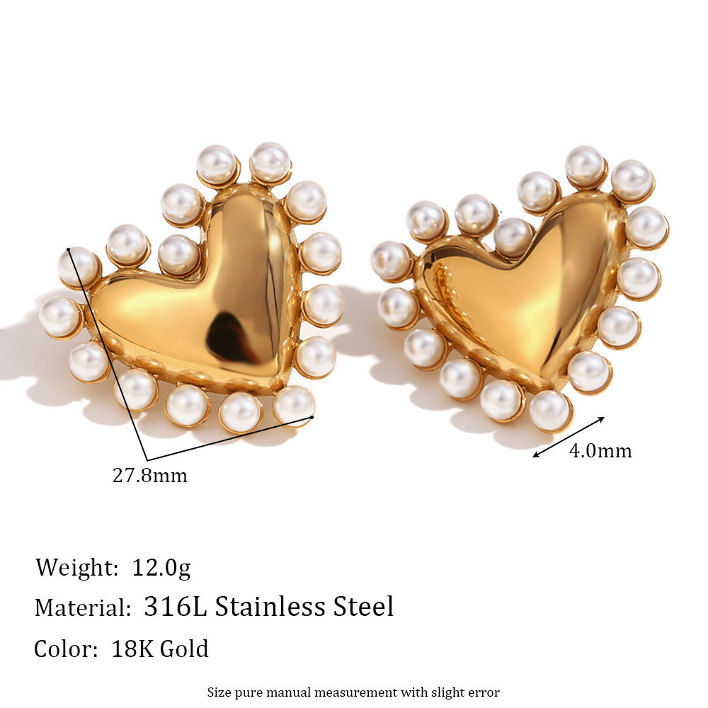 Heart Shape 18k Gold Plated Earrings