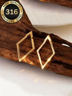 Rhombus Stud Earrings 18k Gold Plated