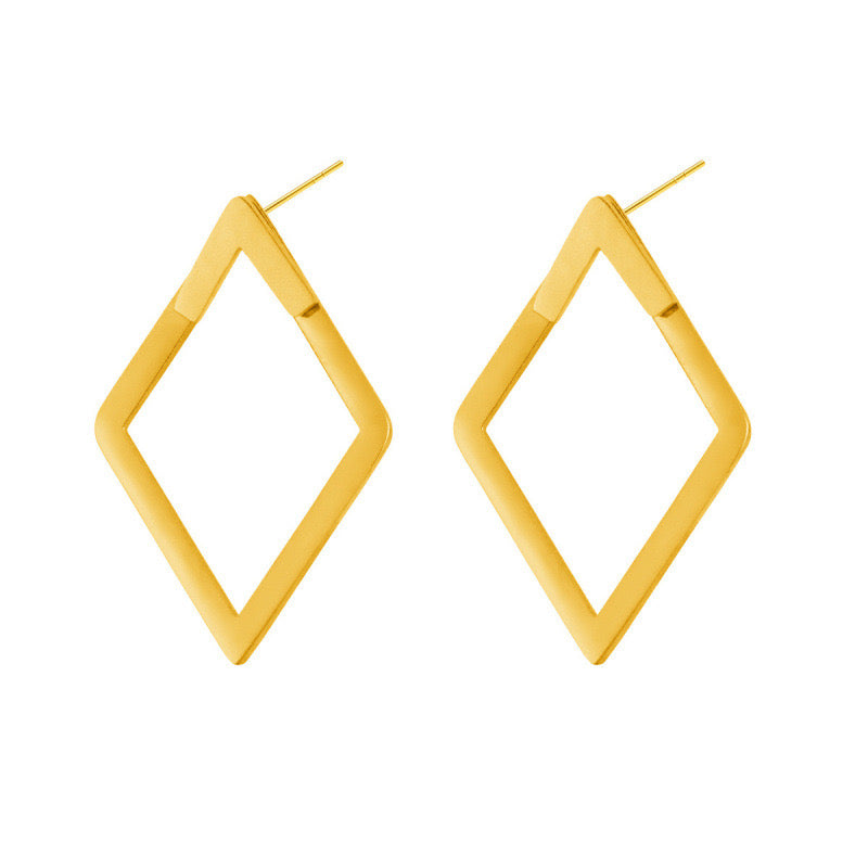 Rhombus Stud Earrings 18k Gold Plated