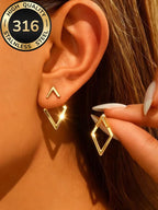 Rhombus Stud Earrings 18k Gold Plated