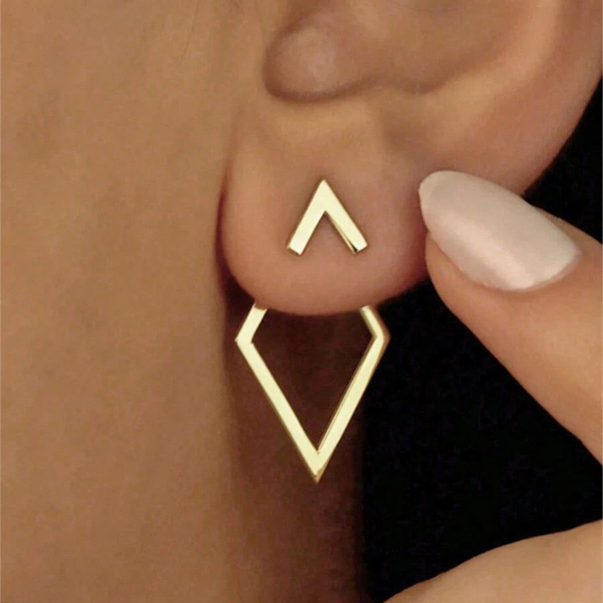 Rhombus Stud Earrings 18k Gold Plated