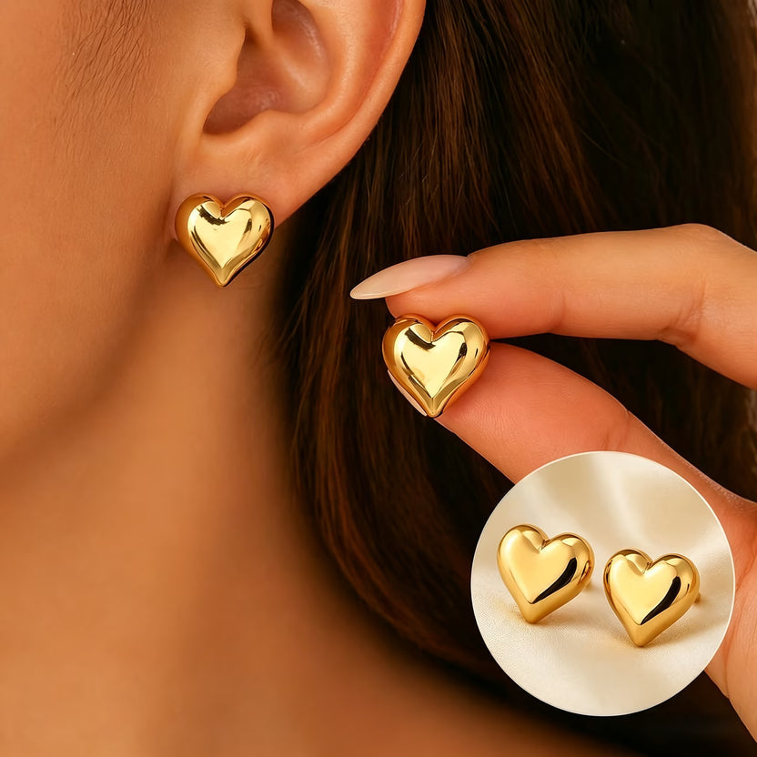 Demi-Fine Heart Earrings Gold Plated