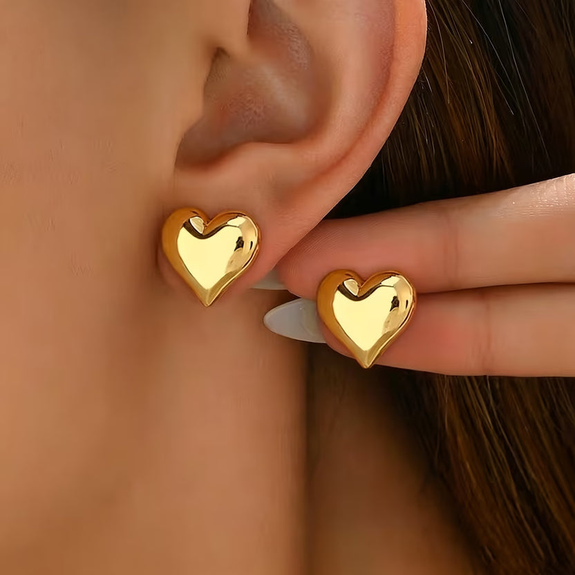 Demi-Fine Heart Earrings Gold Plated