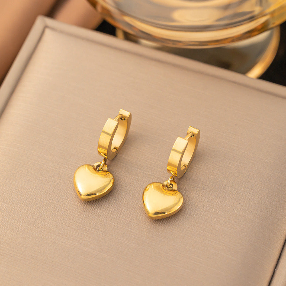 Heart Shape Stainless Steel Gold Plated Earrings