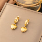 Heart Shape Stainless Steel Gold Plated Earrings