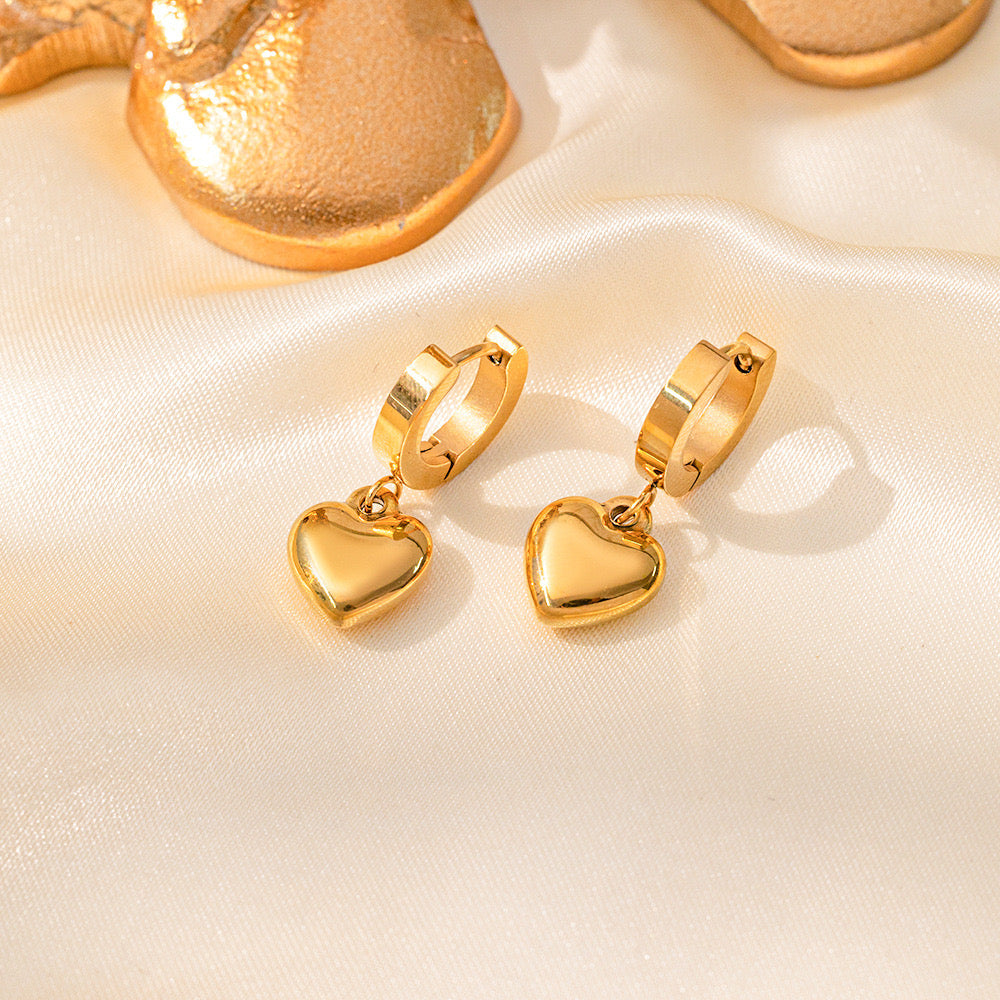 Heart Shape Stainless Steel Gold Plated Earrings