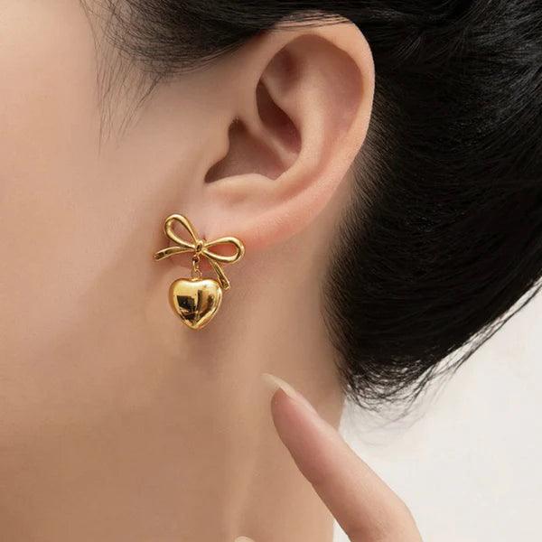 Bow Heart Anti-Tarnish Stainless steel Earrings