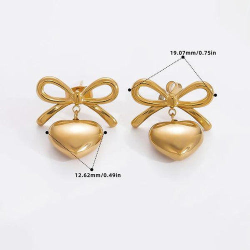 Bow Heart Anti-Tarnish Stainless steel Earrings