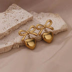 Bow Heart Anti-Tarnish Stainless steel Earrings